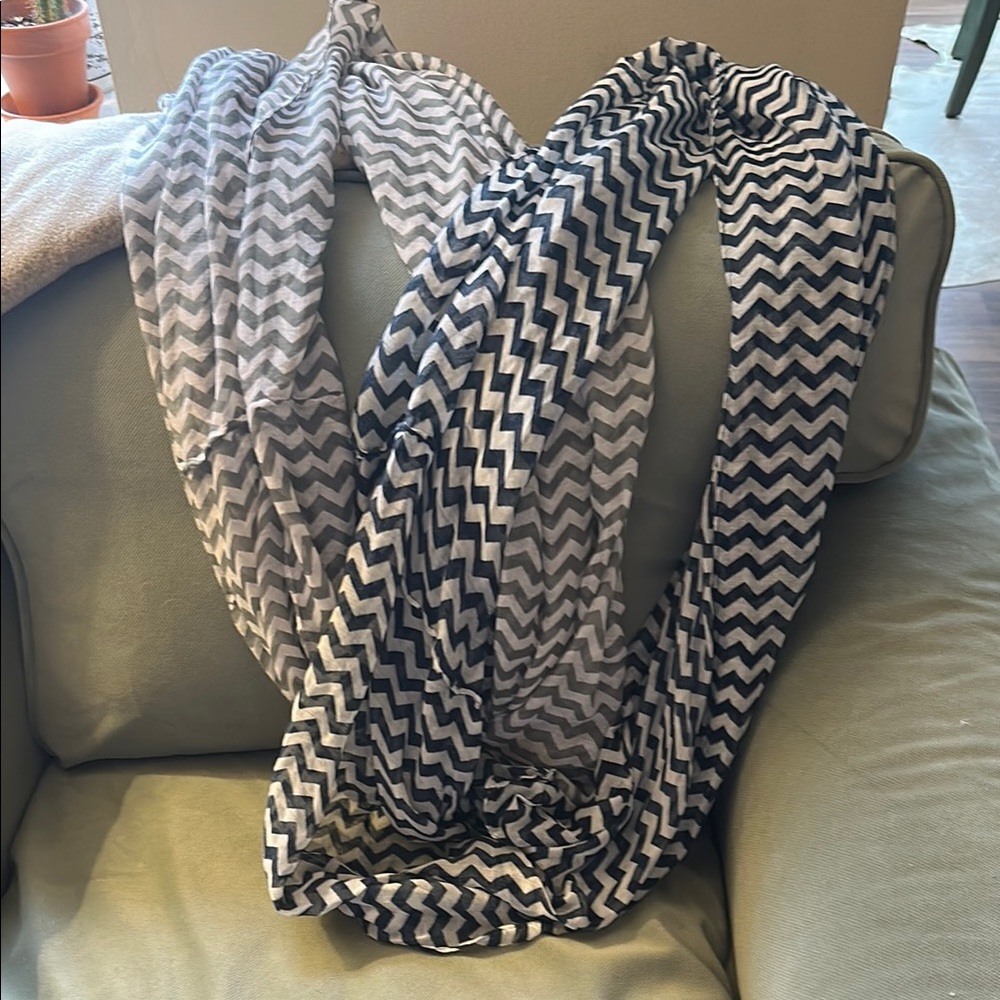 Black and Gray Chevron Infinity Scarves Soft Knit Accessories